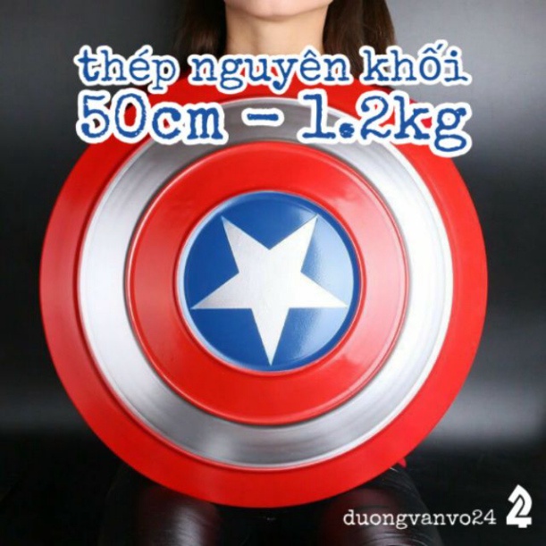 Mô hình Khiên captain america tỉ lệ 1:1 thép nguyên khối khiên cap cosplay marvel đội trưởng mỹ 100%