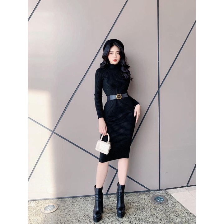 Váy len tăm nhỏ cổ 5p hot hit(kèm ảnh thật,video) | BigBuy360 - bigbuy360.vn