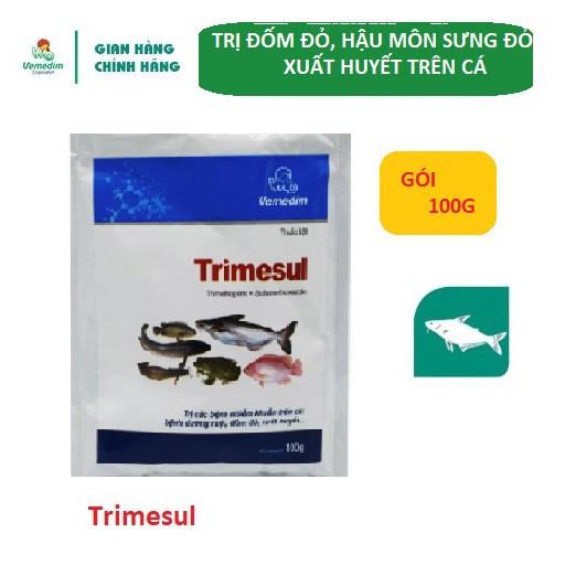 Vemedim TRIMESUL Phòng các bệnh nhiễm khuẩn đốm đỏ trên cá nuôi nước ngọt, gói 100g