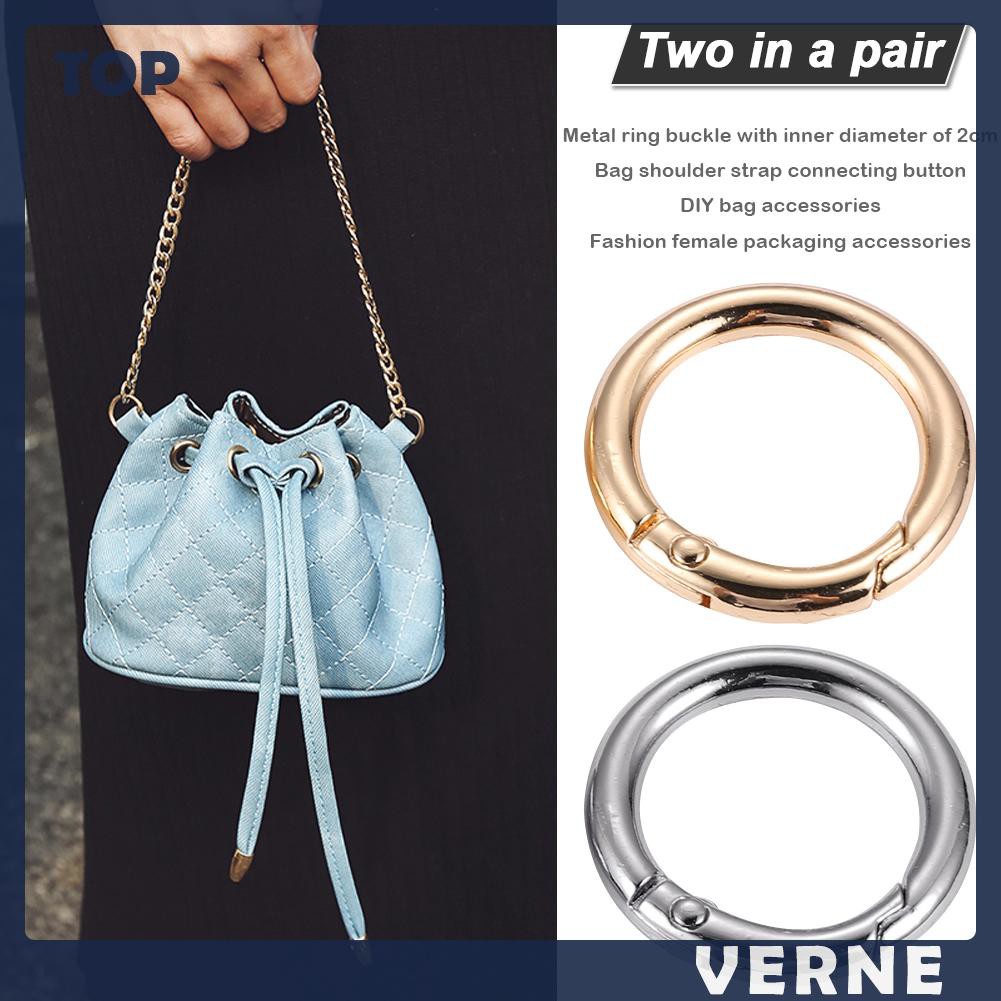 Set 2 Móc Khóa Túi Xách Hình Tròn 2cm Bằng Kim Loại Diy