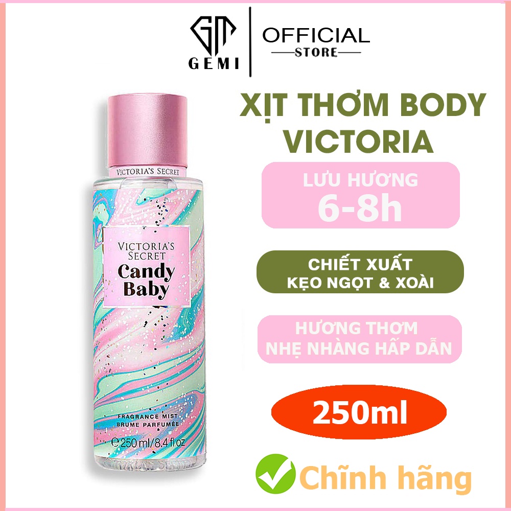 Xịt Thơm Body 💞𝑭𝒓𝒆𝒆𝒔𝒉𝒊𝒑💖 Xịt Thơm Toàn Thân Victoria's Secret 🍨 CANDY BABY 🍭 Body Mist 250ml - Xịt BODY
