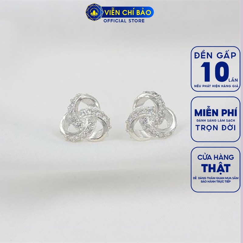 Bông tai bạc nữ Twist sang chảnh chất liệu bạc 925 thời trang phụ kiện trang sức nữ Viễn Chí Bảo B400248