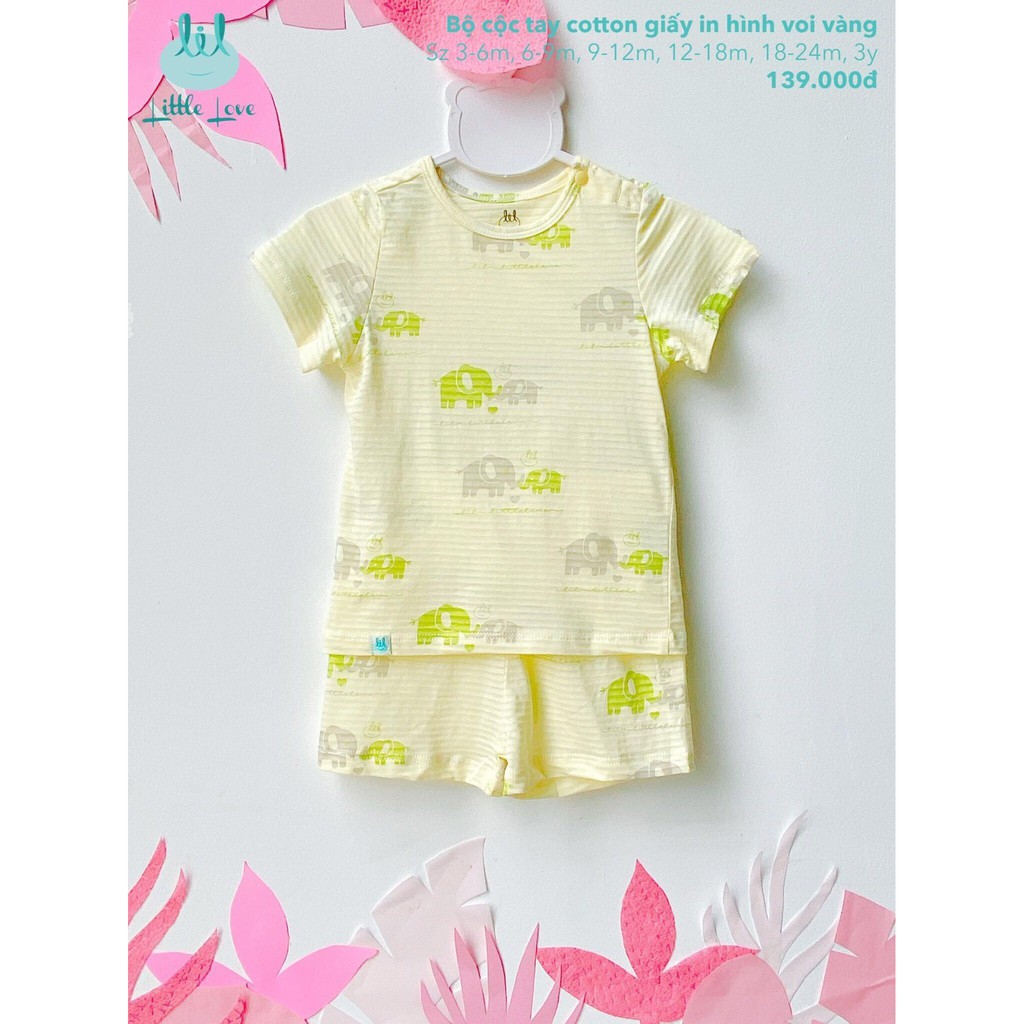 [CHÍNH HÃNG] Bộ áo cộc tay cotton giấy họa tiết Little Love