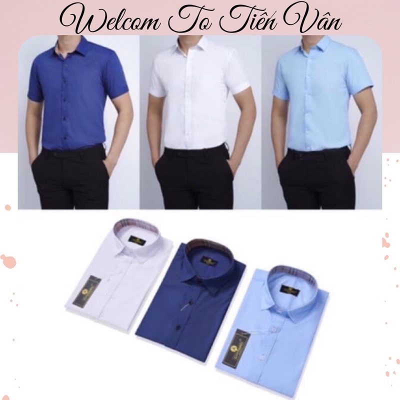 💋GIÁ SỈ💋Áo sơ mi nam trơn ngắn tay trung niên chất vải cotton thoáng mát có size lớn