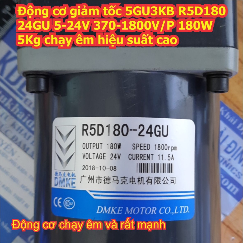 Động cơ giảm tốc 5GU3KB R5D180 24GU 5-24V 370-1800V/P 180W 5Kg chạy êm hiệu suất cao kde4885