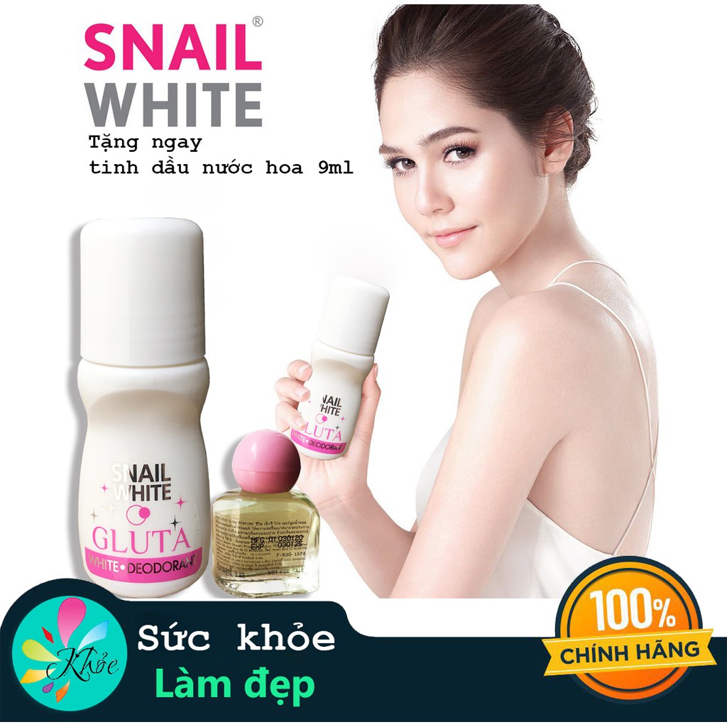 Lăn khử mùi Snail White cao cấp Thái Lan 60ML TẶNG 1 CHAI TINH DẦU THIÊN NHIÊN 9ML  ( Shop giao màu ngẫu nhiên)