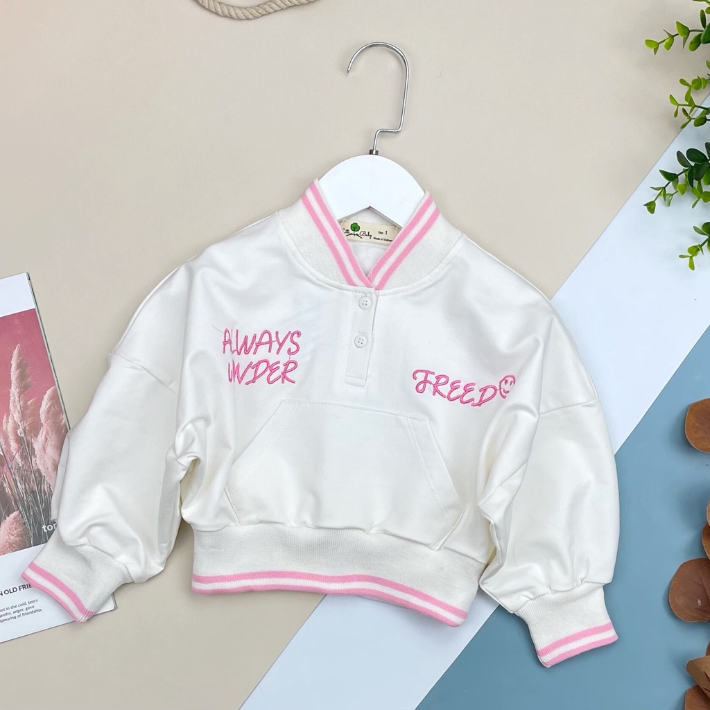 Áo nỉ bé gái thêu bo lé LITIBABY 1/5T