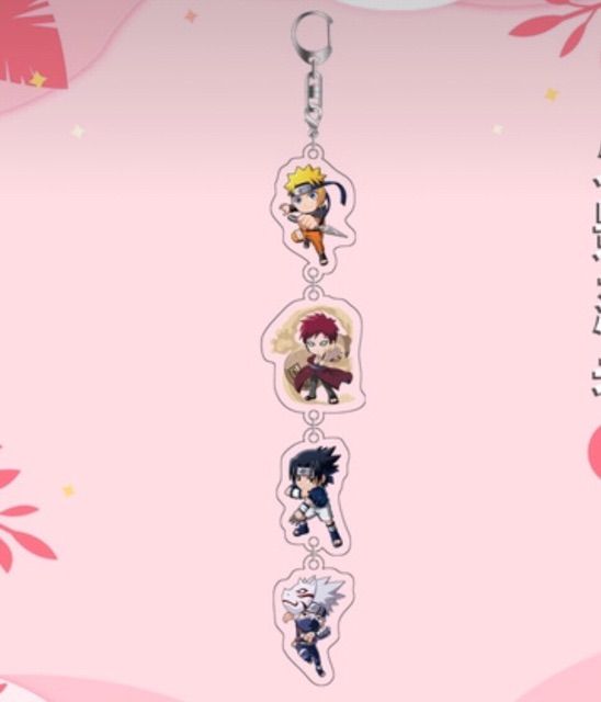 Móc khoá anime naruto, dây móc khoá naruto chùm 4 miếng