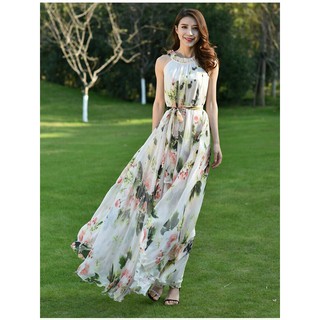 [SIÊU SALE] Đầm Maxi Hoa Suông Cổ Yếm, Đầm Maxi