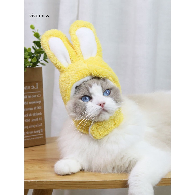 Mũ Giữ Ấm Hình Tai Thỏ Co Giãn Dễ Thương