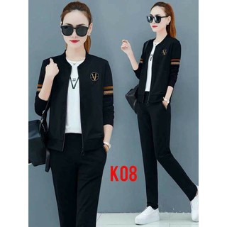 Đồ Bộ Thu Đông Nữ Thể Thao Khóa Kéo Thời Trang Dạo Phố Mặc Nhà Cao Cấp K08