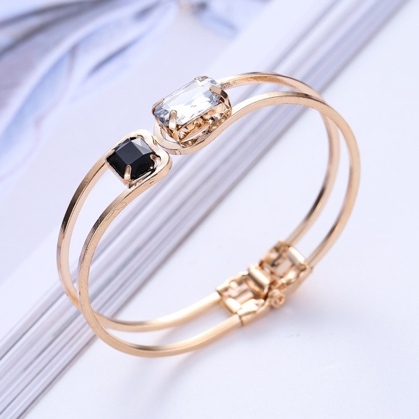 Vòng tay đính đá màu trắng đen phong cách Hàn Quốc thời trang xinh xắn