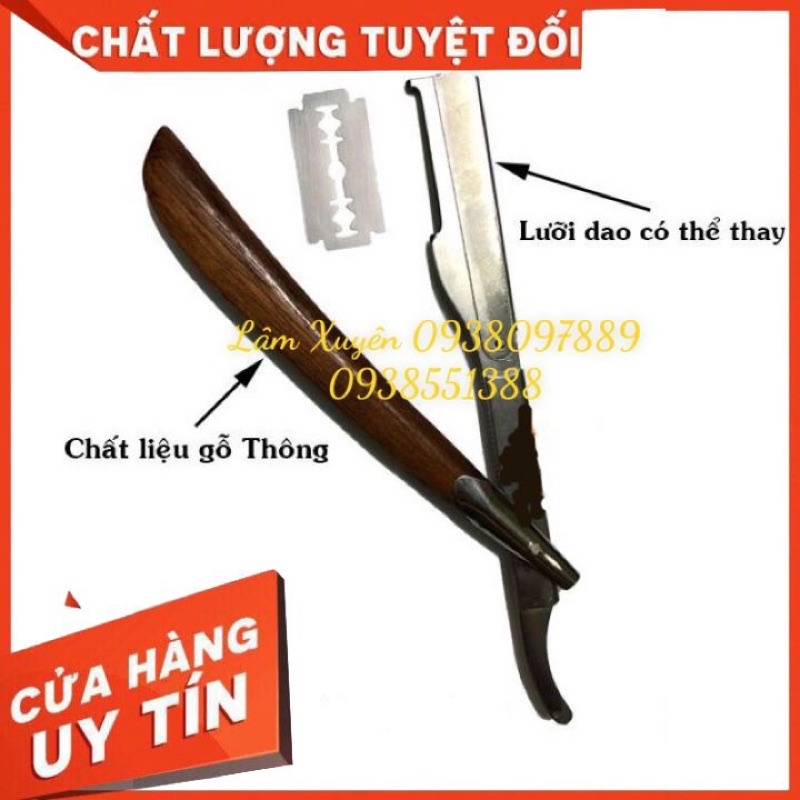 Cán dao cạo lông mặt cán gỗ FREESHIP cán inox không trơn trợt, vừa vặn tay, cán dao nhẹ dễ xài, gắn nữa lưỡi lam