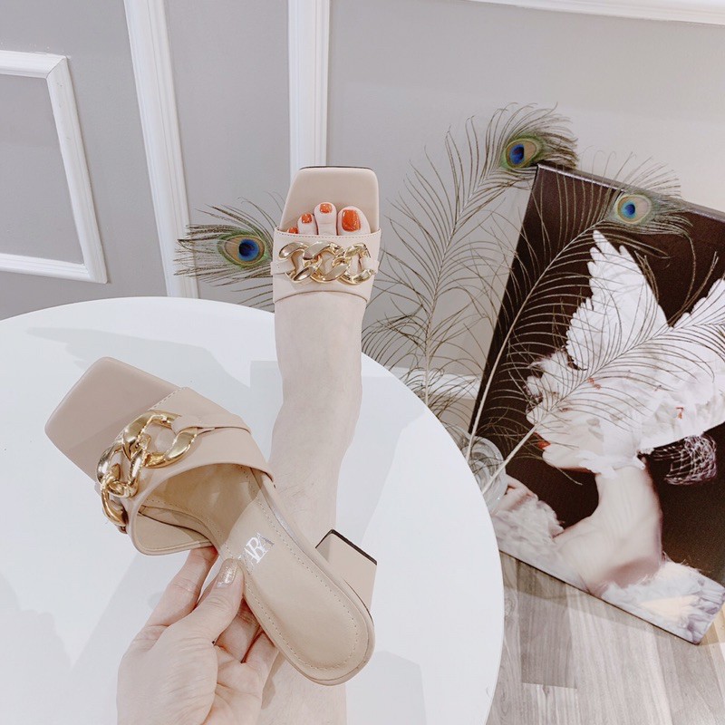 ❄️ HÀNG CÓ SẴN❄️ Guốc khoá xích gót vuông 5cm