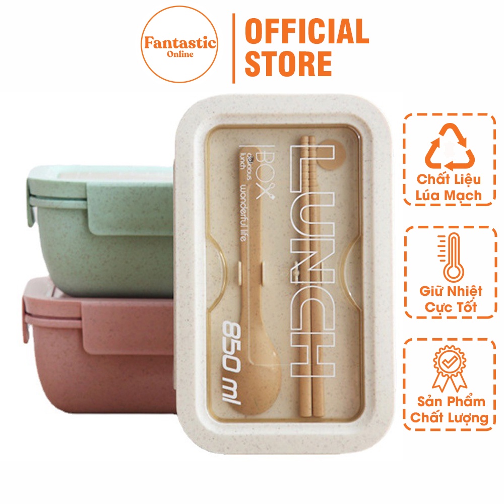 Hộp Cơm Giữ Nhiệt Lúa Mạch FANTASTIC - Hộp Cơm Bento 2 Ngăn Phong Cách Nhật -