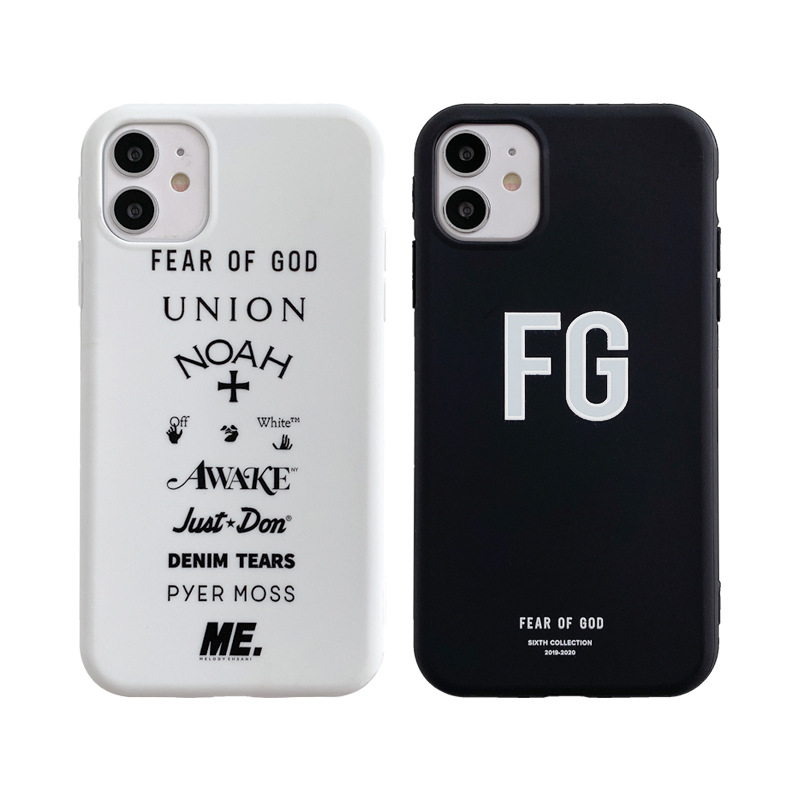 Ốp điện thoại mềm màu trắng đen in chữ Fear of God cho iPhone 7/8 Plus/X/XS/XR/XS MAX/11/11 PRO/11 Pro MAX/SE2/12