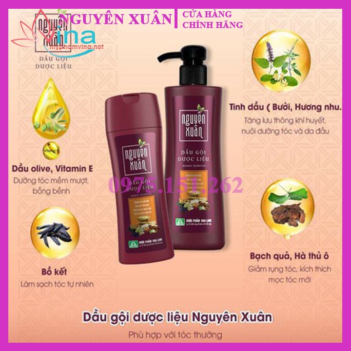 Dầu gội Dược liệu Nguyên Xuân nâu (Dành cho tóc thường) - màu đỏ