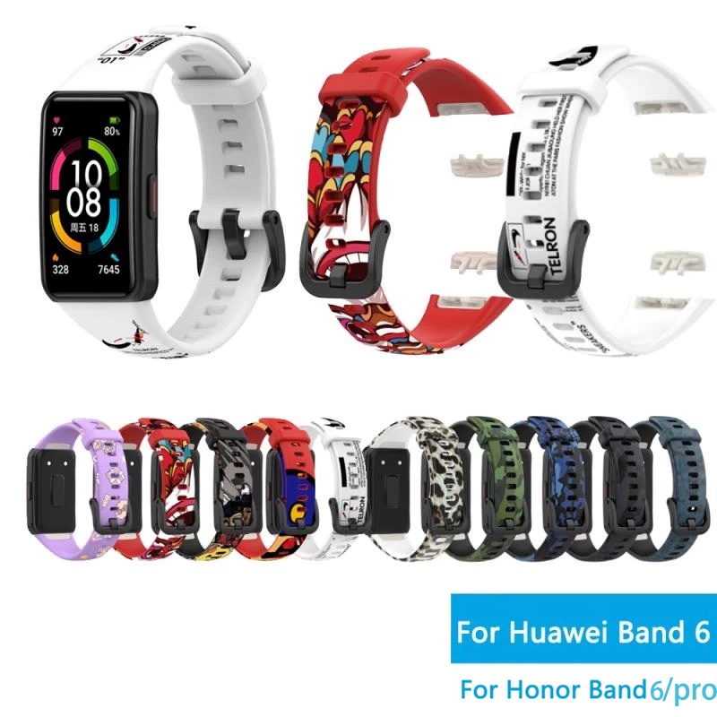 Dây Đeo Silicone Họa Tiết Rằn Ri Cho Đồng Hồ Thông Minh Huawei Band 6 pro Honor Band 6 7