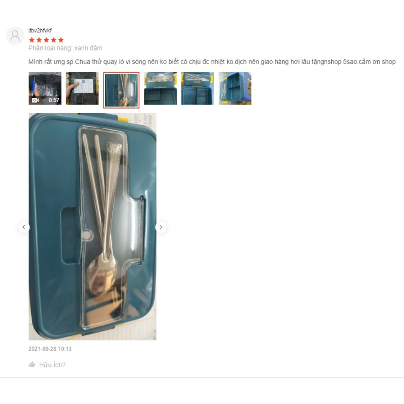 Hộp Đựng Cơm Chia 3 Ngăn Lúa Mạch Giữ Nhiệt Tặng Kèm Đũa Thìa