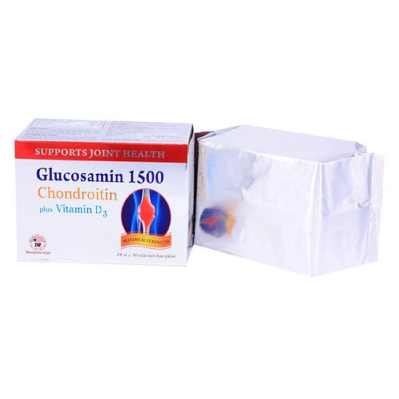 Glucosamin 1500 Chondroitin plus vitamin D3 Mediphar USA - Hộp 100 viên
