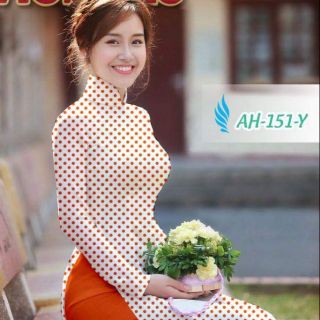 Vải áo dài chấm bi 3d.