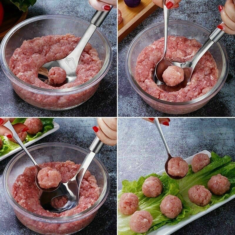 Dụng Cụ Nặn Thịt Viên Bằng Thép Không Gỉ, Muỗng Nặn Thịt Viên Tiện Lợi