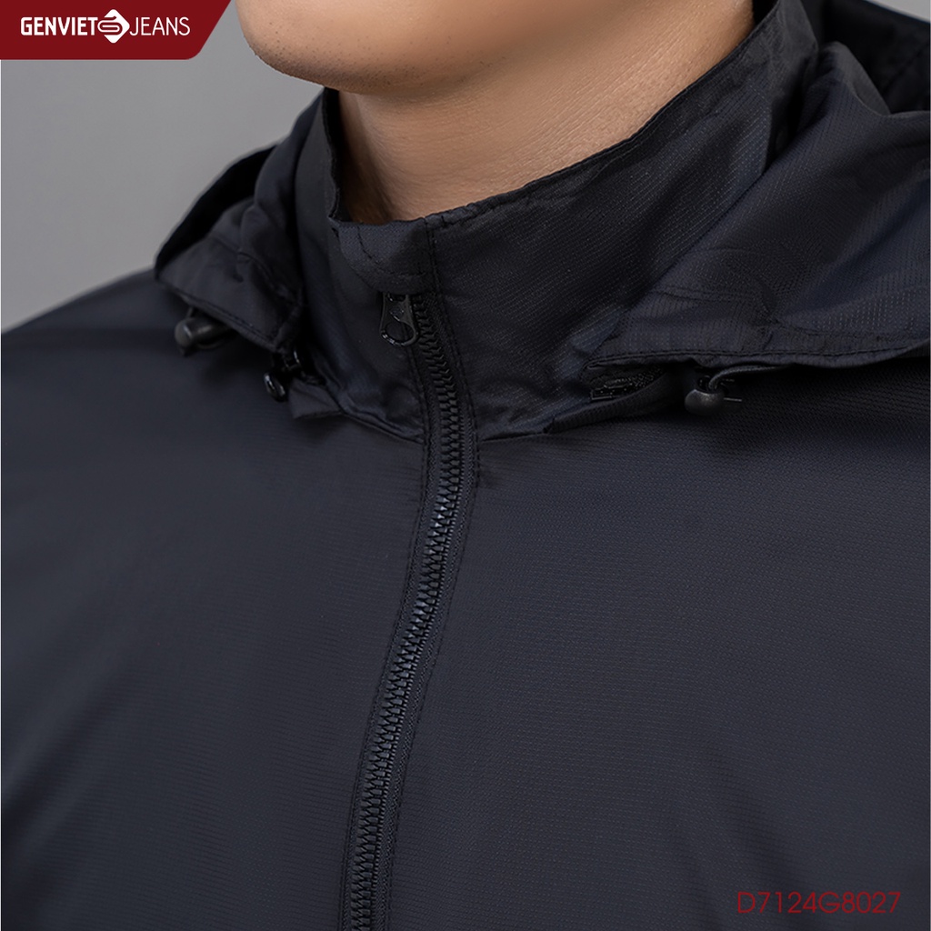 Áo Khoác Gió Nam Genviet 2 Lớp Dày Dặn Cản Gió Cản Nước Tay Bo Có Mũ D7124G8027