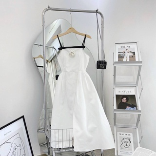 ĐẦM MIDI 2S VIỀN NGỰC TAG HOA