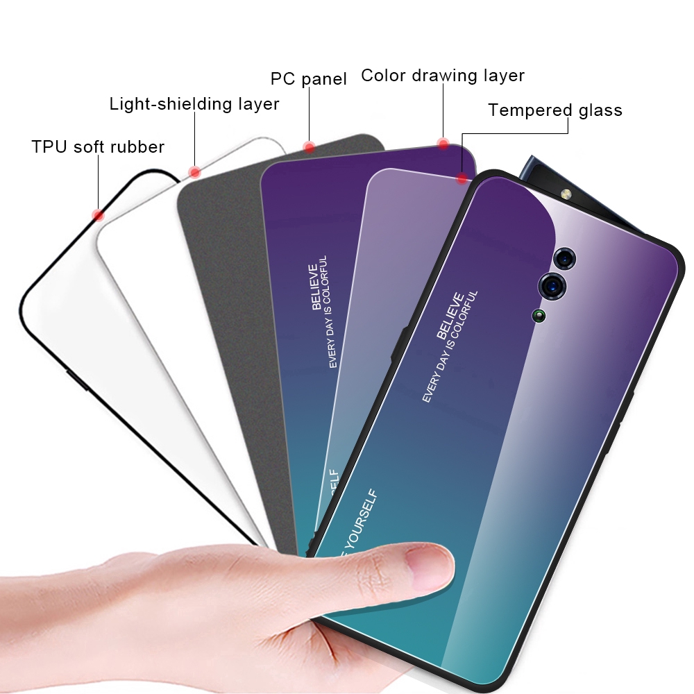 Ốp điện thoại mặt kính cường lực màu Gradient dành cho OPPO F11/Pro/Reno 10x zoom | WebRaoVat - webraovat.net.vn