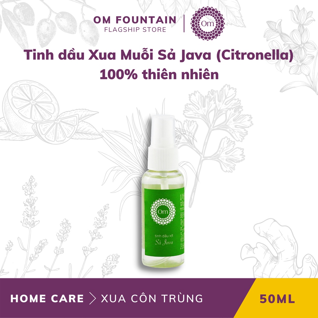Tinh dầu Xua Muỗi Sả Java (Citronella) 100% thiên nhiên 50ml - Om Fountain