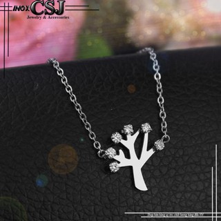 Dây chuyền inox thời trang nữ cành hoa đào (Bình An - Hạnh Phúc)