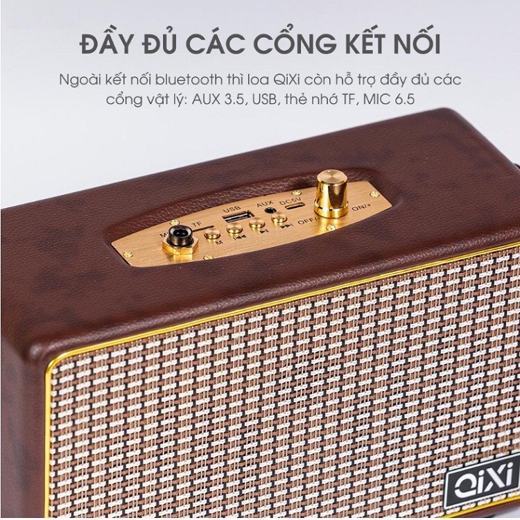 Loa bluetooth Qixi SK2025 kiểu dáng cổ điển sang trọng - Loa Không Dây SK 2025 Hỗ Trợ V5.0, USB, Thẻ Nhớ TF, Cổng AUX.