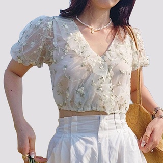 Áo ren hoa mimosa top gem clothing sp060480