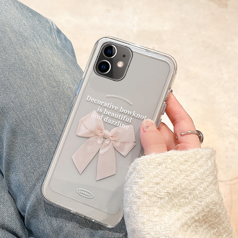 Ốp Điện Thoại Trong Suốt Chống Sốc Họa Tiết Thắt Nơ Cho iPhone 11 12 13 Pro MAX X XS MAX XR 7+ 8+ 7 8 Plus