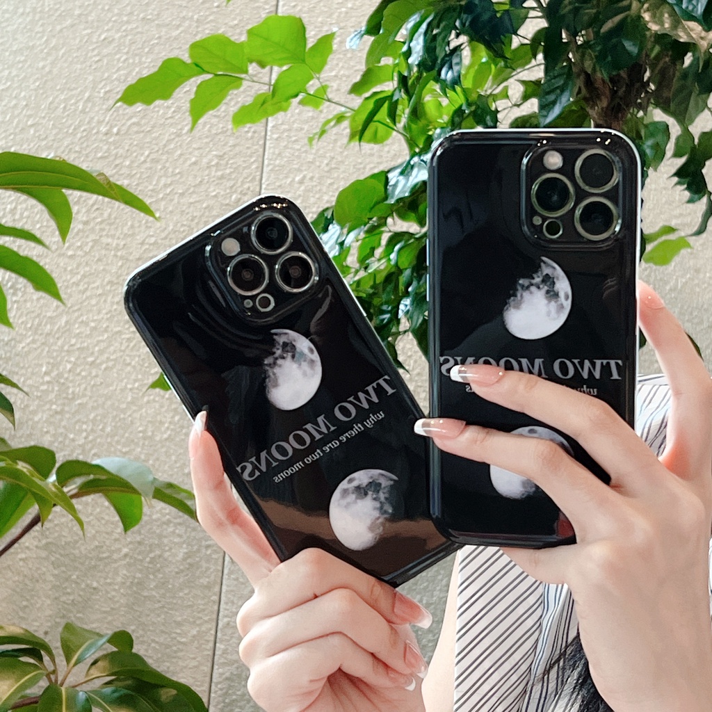 Ốp Điện Thoại tpu Dẻo Họa Tiết Mặt Trăng Đen Độc Đáo Chống Sốc Cho iphone 11 12 13Pro Max XS Max X XS XR