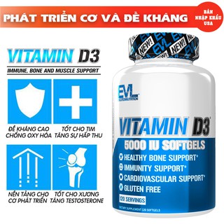 Vitamin D3 5000 IU 120 Lần dùng bổ sung nâng cao sức đề kháng