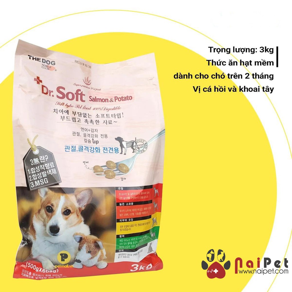 Thức Ăn Hạt Mềm Vị Cá Hồi Khoai Tây Dr.Soft Salmon &amp; Potato 500g