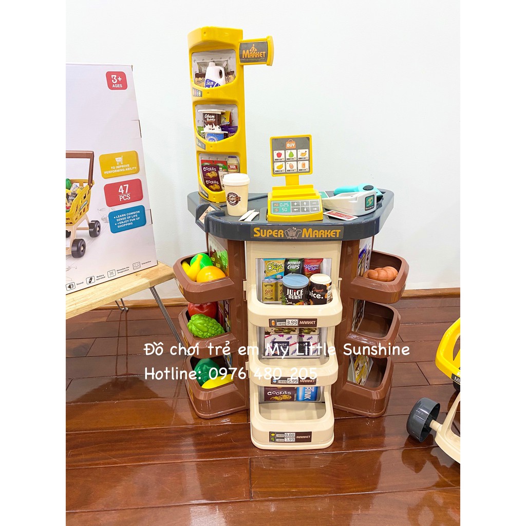 Đồ chơi quầy siêu thị có xe đẩy 47 chi tiết cho Bé