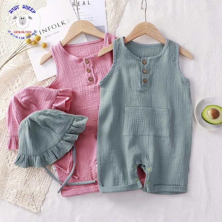 (TẶNG MŨ BÈO) Body Vải Xô  Muslin Màu Nhuộm Hữu Cơ An Toàn Đáng Yêu Cho Bé Gái từ 4-15kg BABY BEAR TIỆM NHÀ GẤU