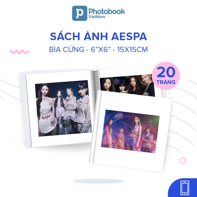 In sách ảnh Aespa bìa cứng 20 trang 6” x 6”  - Thiết kế trên app Photobook