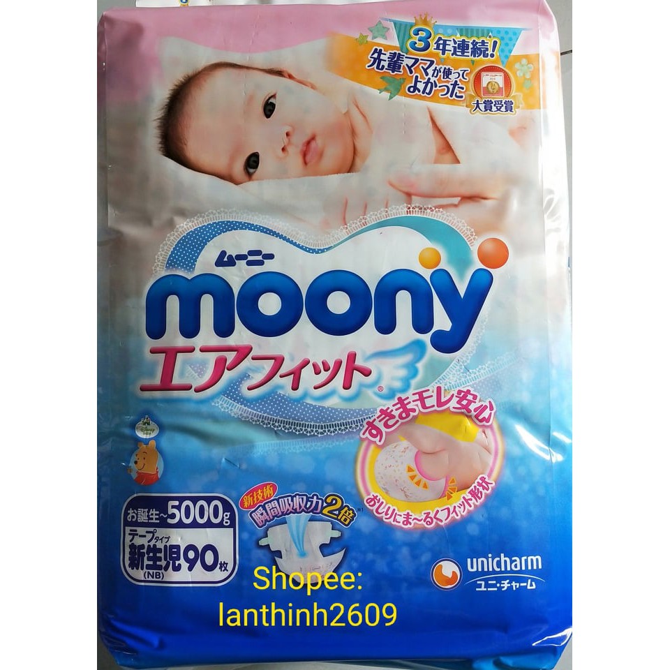 Tã Moony dán/quần đủ size NB90/S84/M64/M58/L54/L44/XL38