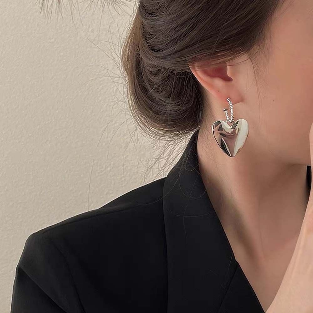 Bông Tai Kim Loại Hình Trái Tim Nhiều Màu Thời Trang Cho Nữ