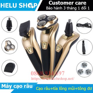 Máy cạo râu Lingke đa năng thông minh 3 lưỡi trong máy + 3 lưỡi sơ cua sạc điện mini giá rẻ chính hãng