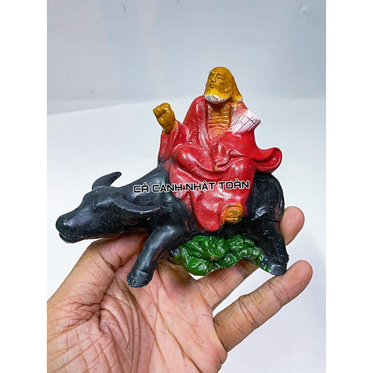 LÃO SƯ ĐỌC SÁCH CỞI TRÂU TRANG TRÍ BỂ CÁ, TIỂU CẢNH 12X6X11CM