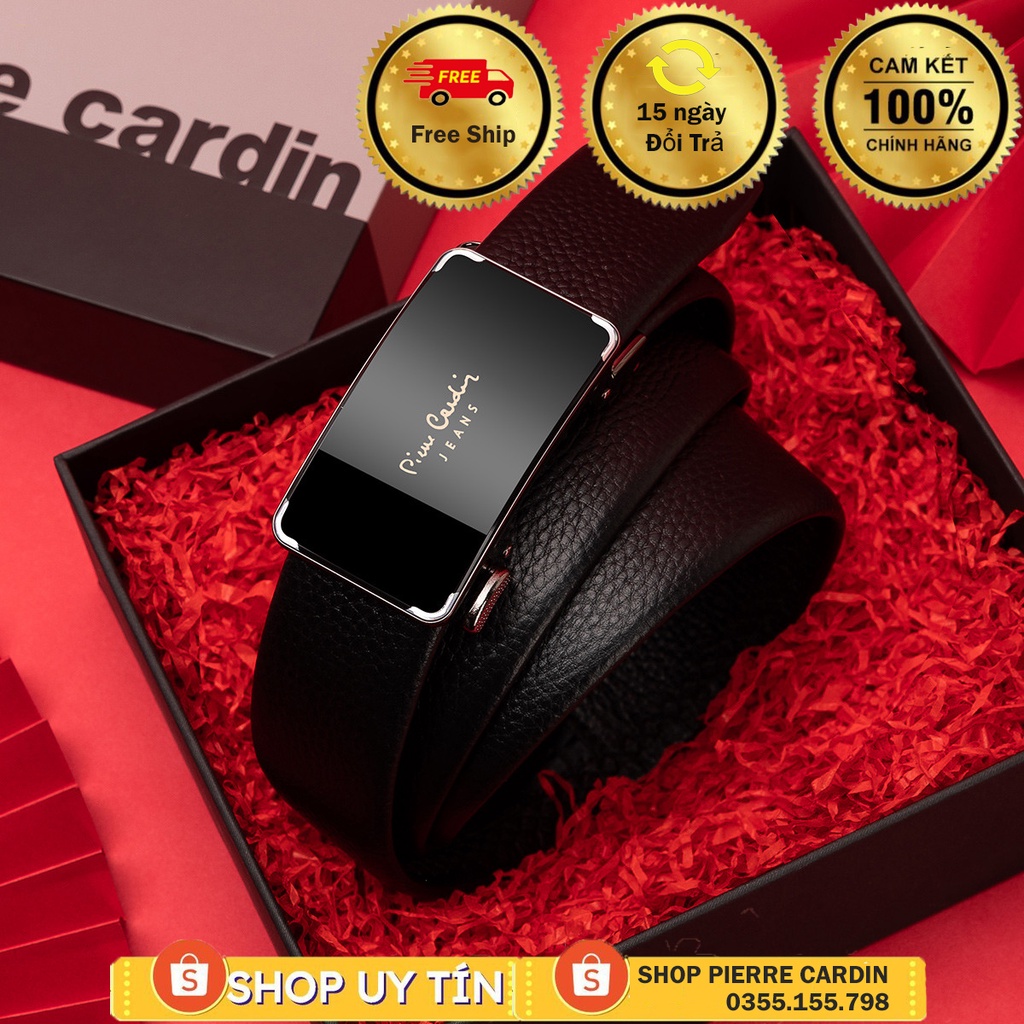 thắt lưng Pierre cardin logo vàng, hộp gỗ
