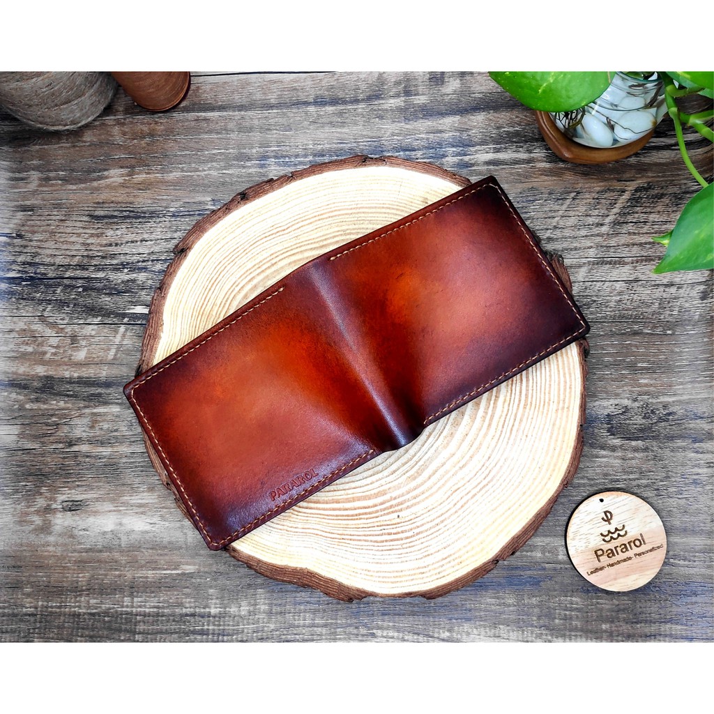 PARAROL-BASIC màu leather, Ví da nam cao cấp, handmade, vintage, ví thủ công Da bò, quà tặng, quà kỷ niệm, quà sinh nhật