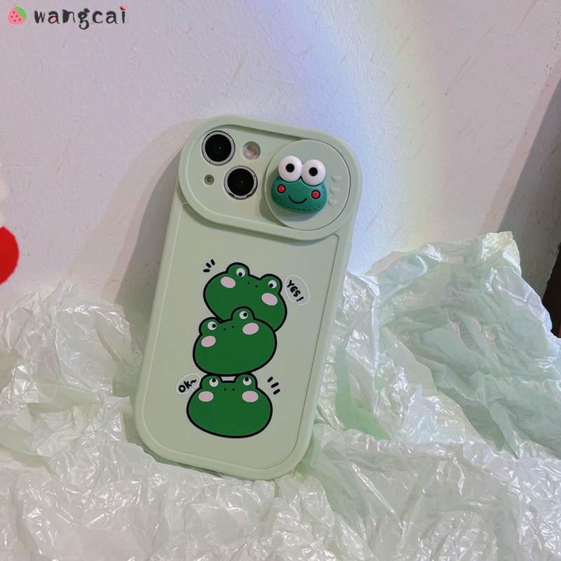 Ốp Điện Thoại Mềm Họa Tiết Ếch Xanh Có Nắp Trượt Bảo Vệ Camera Cho iPhone 13 12 11 Pro Max XS Max XR X