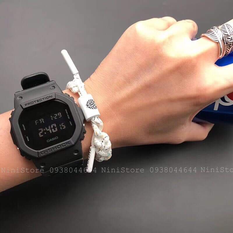 Đồng hồ nam Casio GSHOCK DW-5600BB-1CR dây cao su mặt kính chống nước hiện thị ANALOG chính hãng | BigBuy360 - bigbuy360.vn