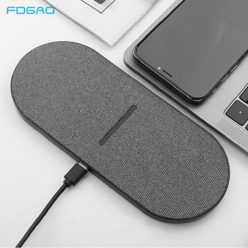 Thảm sạc nhanh không dây Qi 20W 2 trong 1 thích hợp cho iPhone 12 11 Pro XS XR X 8 Airpods Pro Samsung S20 S10
