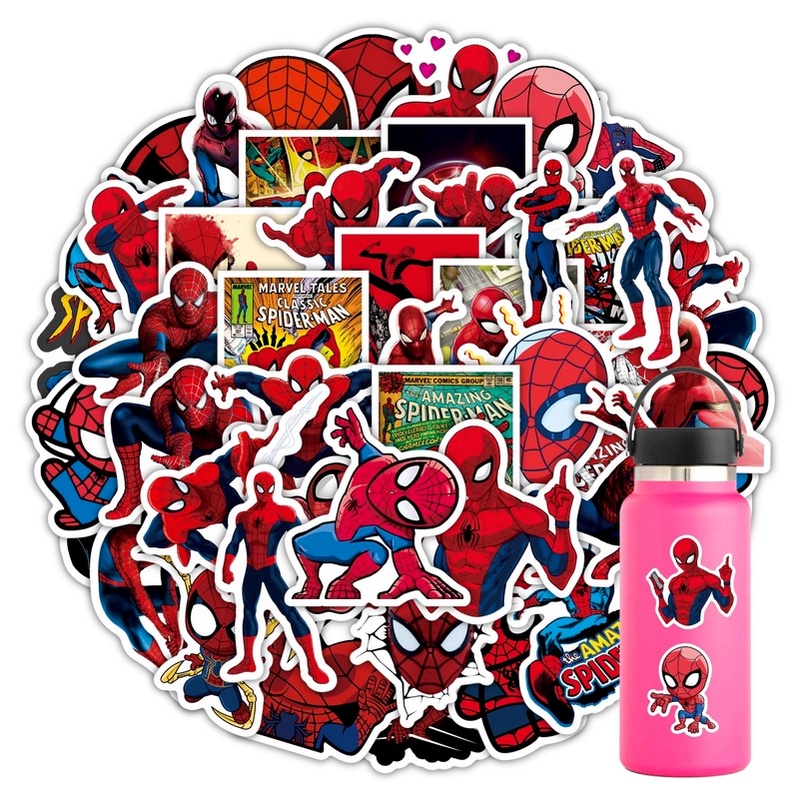 Z & M❀ Hình Dán Người Nhện ❀ Bộ 50 Miếng Dán Chống Thấm Nước Hình Siêu Anh Hùng